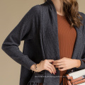 Grey Women Fall Winter Mulheres malharia Casacos 100% Cashmere Cardigan Sweater With Fringe